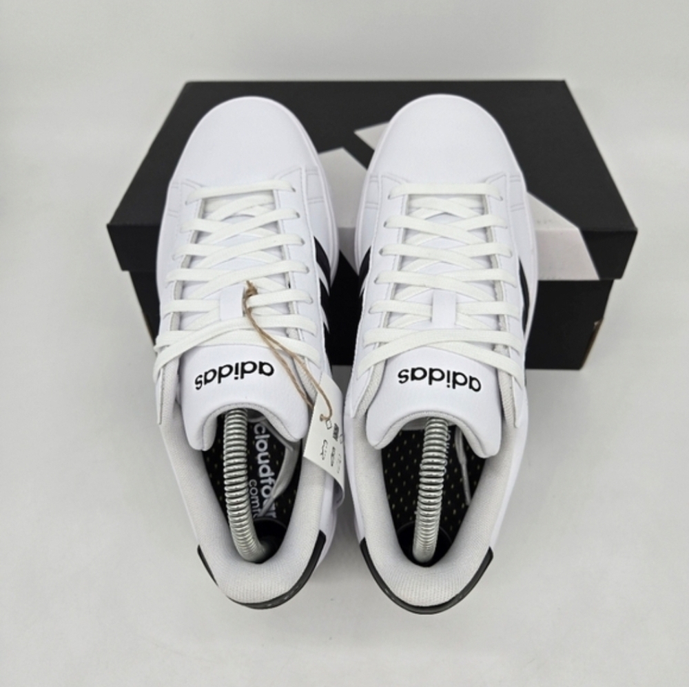 adidas Grand Court Cloudfoam Lifestyle Court Comfort White Black Shoes Size 7 - Picture 5 of 8